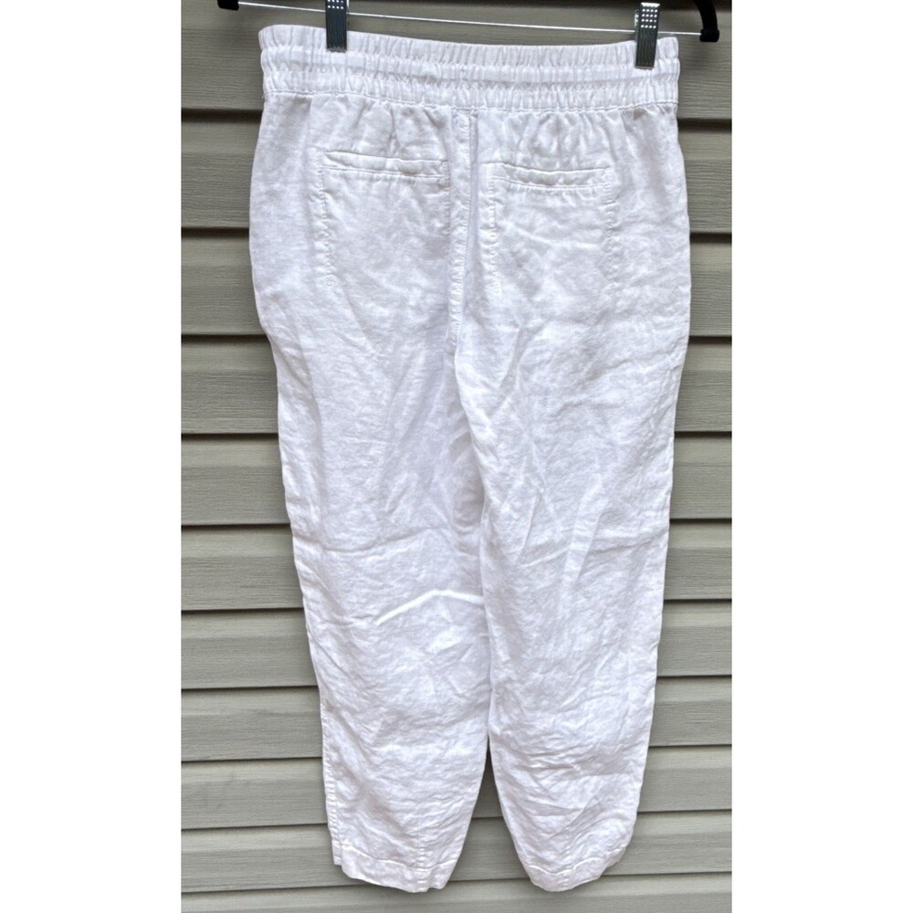 Athleta XS Retreat Linen High Rise Ankle Pants Relaxed White Summer Pants - Picture 13 of 13